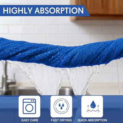 Lounsweer 4 Pcs Extra Large Bath Towel Set 40 x 80 Inches Oversized Bath Sheets for Adults Jumbo Soft Highly Absorbent Coral Fleece Shower Towel for Hotel Bathroom Guest Spa Gym (Navy Blue)