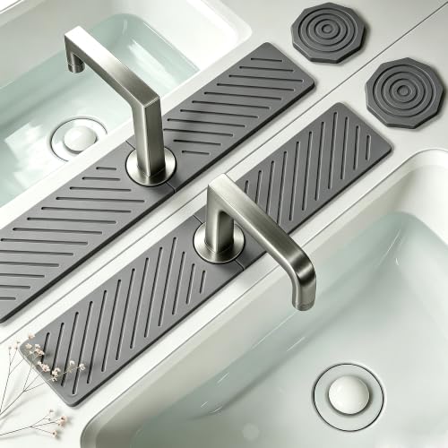 Stone Faucet Mat for Kitchen Sink,Absorbent Drying Mat(Dark Gray, 20"×3.9") | Fast Drying Sink Splash Guard & Water Tray for Bathroom Counter,Quick Dry Sink Protector Kitchen Accessories - color: Dark Gray, size: 20" x 3.9"