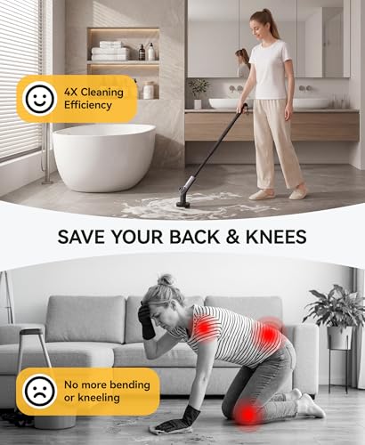 Electric Spin Scrubber for Bathroom,IPX7 Cordless Cleaning Brush with 6 Replaceable Brush Heads,120 Mins Runtime Power Shower Scrubber with Adjustable Extension Handle and Durable Brush Head for Tub