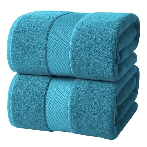Infinitee Xclusives Jumbo Bath Sheets Towels for Adults – 600 GSM (35X70 Inches)– 100% Ring Spun Cotton, Soft and Absorbent Large Bath Towels for Bathroom - color: Serene Teal, size: Bath Sheets - 2 Pack