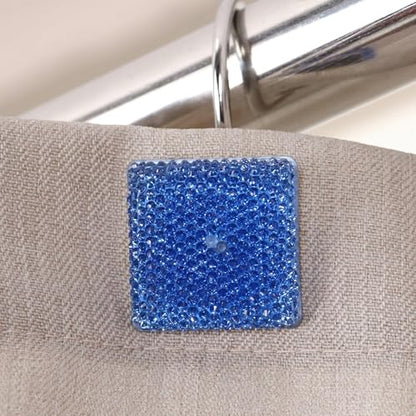 Crystal Blue Shower Curtain Hooks : Bling Glitter Sparkle Shiny Square Diamond Decorative Shower Curtain Hooks for Christmas & Holidays - Luxury Fancy Glam Curtain Hooks & Hangers - Set of 12 | Glam Sparkly Crystal Diamond Shower Hooks, Cute Square Rhines
