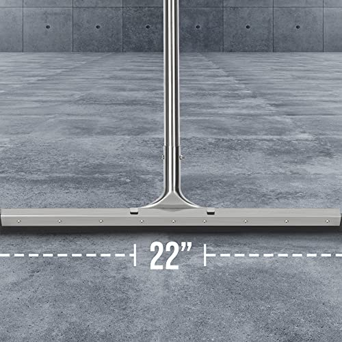 Floor Squeegee Scrubber 55inch Long Stainless Steel Handle with 22inch Wide Silicon Rubber Blade - Perfect Squeegee Broom for Floor Washing and Drying Shower Glass, Marble, Wood Surfaces