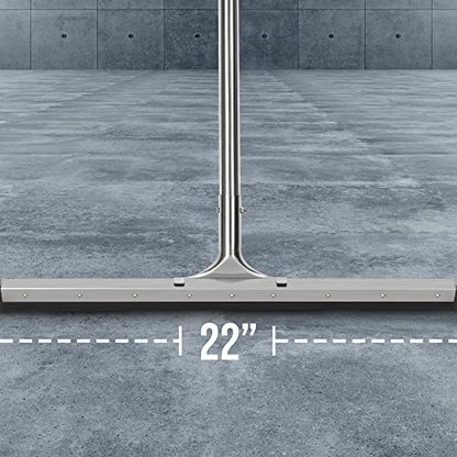 Floor Squeegee Scrubber 55inch Long Stainless Steel Handle with 22inch Wide Silicon Rubber Blade - Perfect Squeegee Broom for Floor Washing and Drying Shower Glass, Marble, Wood Surfaces