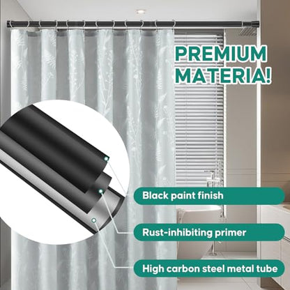 Shower Curtain Rod, No Drill Spring Tension Curtain Rods for Windows, Bathroom, Closet, Non-Slip, Anti-Rust, 0.87" Diameter - color: black, size: 28"-77" 1pcs