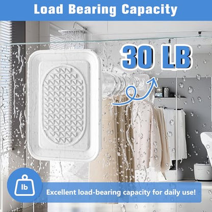 White One-Click Shower Curtain Rod Adjustable Tension Carbon Steel Telescopic Rod 40-87" Easy to Install without Drilling Holes Tension Curtain Rod for Bathroom Tension Rod - color: White, size: 40-87"