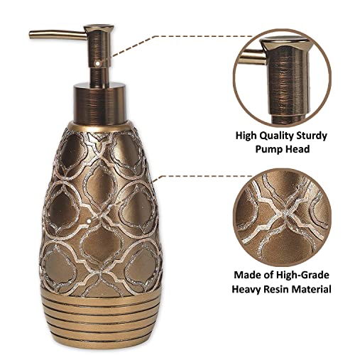 Zahari Home Spindle Stylish Soap Dispenser Set - Modern Print Design for Kitchen and Bathroom - Lotion Pump, Dish Soap, Hand Sanitizer, Hand Soap - Cute and Practical - color: Spindle