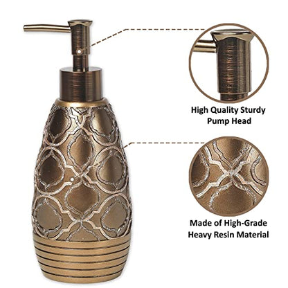 Zahari Home Spindle Stylish Soap Dispenser Set - Modern Print Design for Kitchen and Bathroom - Lotion Pump, Dish Soap, Hand Sanitizer, Hand Soap - Cute and Practical - color: Spindle