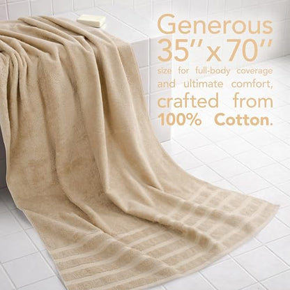 American Soft Linen 100% Cotton Luxury Turkish Towels, 35x70 XL Bath Sheet | Soft Absorbent Quick Dry OEKO Tex Standard 100 Certificated Durable Machine Washable Premium Hotel Quality - color: Beige, size: 1 Piece set