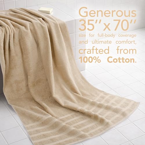 American Soft Linen 100% Cotton Luxury Turkish Towels, 35x70 XL Bath Sheet | Soft Absorbent Quick Dry OEKO Tex Standard 100 Certificated Durable Machine Washable Premium Hotel Quality - color: Beige, size: 1 Piece set