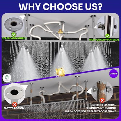 Dual Functions Luxury High Pressure Rain Shower Head, 16"x32" Large Ceiling Full Body Shower Head with Silicone Nozzles Rectangle Mist Showerhead, Modern Chrome Finish - color: Chrome, style: 2 Modes - Rainfall&Mist