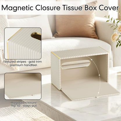 Bathroom Trash Can with Lid and Tissue Box Cover Set 13 L/ 3.5 Gallon White Trash Can with Pop-Up Lid Small Garbage Can for Bathroom Bedroom Office Kitchen - color: White & Gold
