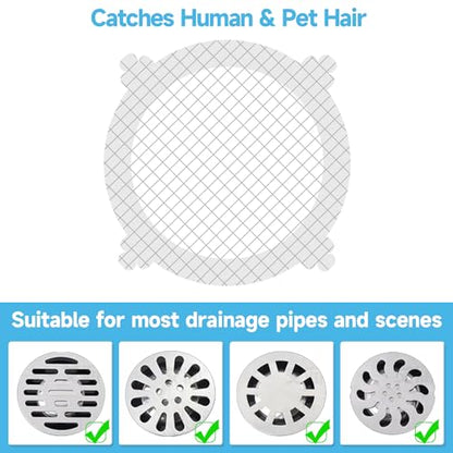VIVIDLY 50 Pack Disposable Shower Drain Hair Catcher Stickers for Home | No scrubbing required after use, catches human & pet hair easily, fits bathroom kitchen tub & sink
