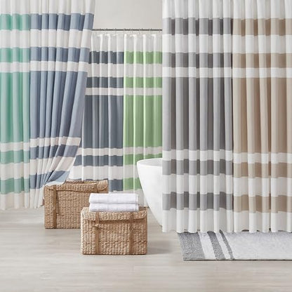 Madison Park Spa Waffle Weave Long Shower Curtain, 72 x 78, Taupe | Striped, Pieced Fabric Design, 3M Scotchgard Moisture Management, Hotel Quality, Modern, for Bathroom, OEKO-TEX Certified - color: Stripe Taupe, size: 72"W x 78"L (Pack of 1)