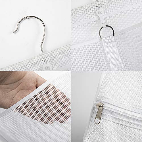 ALYER Hanging Semi Round Storage Mesh Bag,Collapsible Laundry Hamper Basket with Durable Hanger (Black) - color: Black