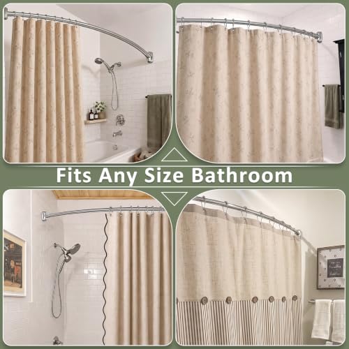 Curved Shower Curtain Rod for Bathroom, Curved Shower Rod Round, Stainless Steel Rust Proof, 43-72 Inches Adjustable,Silver