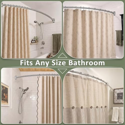 Curved Shower Curtain Rod for Bathroom, Curved Shower Rod Round, Stainless Steel Rust Proof, 43-72 Inches Adjustable,Silver