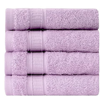 LA' HAM MAM FINE LIVING Luxury Turkish Cotton Towels Easy Care, Extra Soft & Absorbent, Hotel & Spa Quality, Kitchen & Bathroom Turkish Towels (Washcloth Set - 4 Pack, Lilac) - color: Lilac, size: Washcloth Set - 4 pack