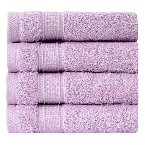 LA' HAM MAM FINE LIVING Luxury Turkish Cotton Towels Easy Care, Extra Soft & Absorbent, Hotel & Spa Quality, Kitchen & Bathroom Turkish Towels (Washcloth Set - 4 Pack, Lilac) - color: Lilac, size: Washcloth Set - 4 pack