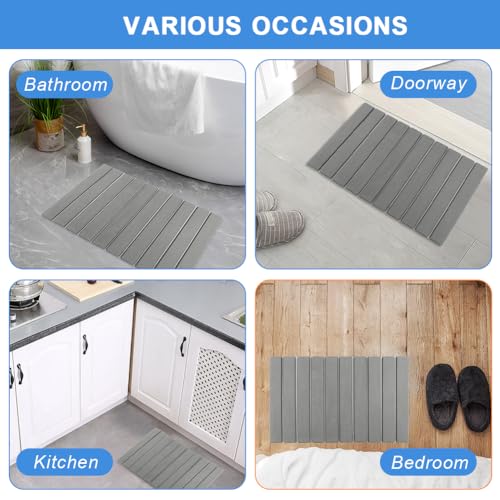 Foldable Stone Bath Mat with Round Coaster,23.62 x 15.35 inch Super Absorbent Diatomaceous Earth Mats,Collapsible Quick Dry Dish Drying Mat,for Dishes Bottles Cups Bathroom