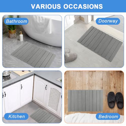 Foldable Stone Bath Mat with Round Coaster,23.62 x 15.35 inch Super Absorbent Diatomaceous Earth Mats,Collapsible Quick Dry Dish Drying Mat,for Dishes Bottles Cups Bathroom