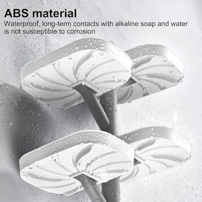 Soap Holder Four Layer Wall Mounted NO-Drilling Rotatable Self-draining Removable Soap Dish for Shower Bathroom Tray,Self Draining Sponge Holder,Razor Holder (White/Gray) - color: White/Gray