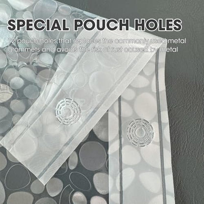 Clear Plastic Shower Curtain Liner, 3D Pebble, 70x72 in, 1 Pack | 100% waterproof, PEVA, modern 3D pattern, 12 rust-free pouch holes, fits standard tubs, for home, hotel, dorm - color: Pebble-clear