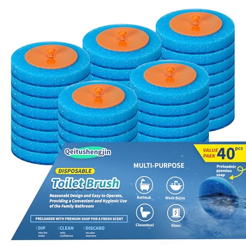 Pack of 40 disposable toilet brush refills, designed exclusively for automatic pop-up toilet brushes. Toilet brush refills (Ocean Scent). Not compatible with electric toilet brushes. (40 blue refills) - color: 40blue