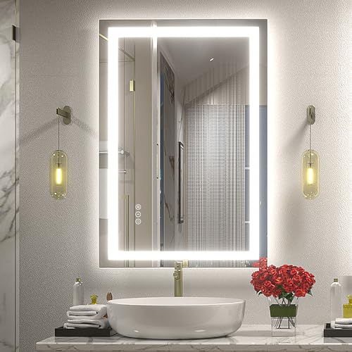 24x36 LED Bathroom Mirror with Backlit and Front Lights | Lighted Bathroom Vanity Mirror for Wall, Anti-Fog, Memory, Shatter-Proof, ETL Listed (Horizontal/Vertical) - color: Frameless, size: 36"L x 24"W