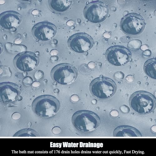Bathtub and Shower Mats, 28 x 15 Inch Non-Slip Bath Mat, Machine Washable Bath Tub Mat with Suction Cups & Drain Holes for Bathroom, Beige - color: Clear Grey, size: 28" x 15" (Rectangular)