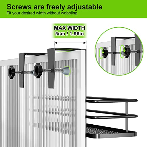 Orimade Adjustable Hanging Over the Shower Door Caddy with Hooks, Bathroom Organizer Shelf Storage Rack,No Drilling Rustproof Basket for Inside Shower, Matt Black 3 Tier