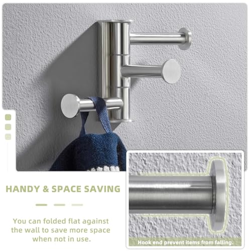 Suyar Swivel Towel Hook Brushed Nickel, Bathroom Robe Holder with 3 Arms | SUS304 Stainless Steel, Wall Mounted - color: Brushed Nickel, size: 1 Pack