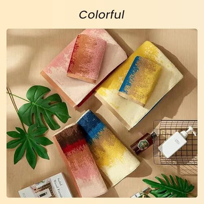 18-Piece Cotton Bath Towel Set for Bathroom, Hanging Loops, Coastal Ombre | Stock-up towel set for family bathrooms, guest baths, multi-bath homes, and wash-day rotation, OEKO-TEX certified, easy care - color: C02: Colorful - Beach