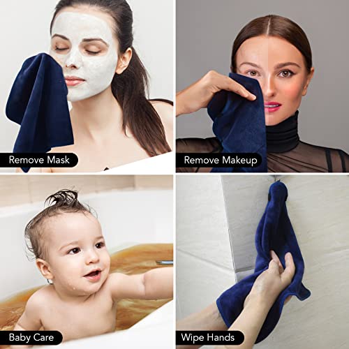 Microfiber Facial Cloths Fast Drying Washcloth 12inch x 12inch (Pack of 10, Navy Blue) - color: Navy Blue, size: 1 Count (Pack of 10)