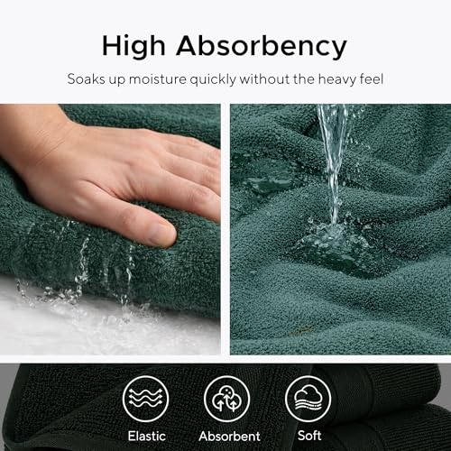 Veteran Textile LLC, Luxury Hotel & Spa, Turkish Cotton Dark Green Towels Bathroom Sets | 6 Pieces Fairfield Green Bath Towels | Soft and Absorbent Green Towel Set for Your Bathroom - color: Fairfield Green