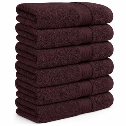 100% Cotton Hand Towels 18x28 Inches, 600 GSM, Soft & Absorbent, Set of 6, Brown - color: Brown, size: Hand Towel Set of 6