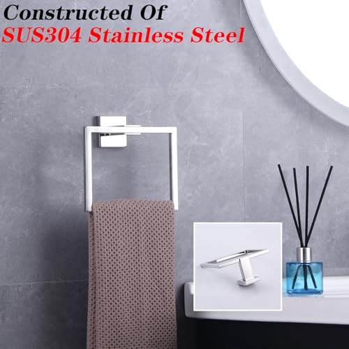 GERZWY Bathroom Hand Towel Holder Polished Stainless Steel Towel Ring for Bath Kitchen Garage Heavy Duty Wall Mounted JG1906-JG - color: Polished