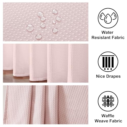 Blush Shower Curtain, Stall Small Waffle Weave Heavy Fabric Shower Curtains for Narrow Size Bathroom, Waterproof Soft Hotel Spa Luxury Bath Curtain Set, Machine Washable, Blush, 36x72 Inch - color: Blush, size: 36"W x 72"L (Pack of 1)