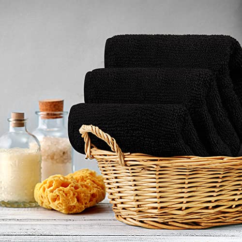 Utopia Towels 12 Pack Premium Wash Cloths, 12x12 in, 100% Cotton, Black | Highly Absorbent Soft Feel Lightweight Washcloths - Premium Ring Spun Cotton, Ideal for Bathroom, Spa, Gym & Face - color: Black