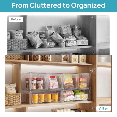 Vtopmart Clear Stackable Storage Drawers, 4 Pack Wide Organizer Set | Wide and Medium Pull-Out PET Drawers with Stackable Design for Balanced Storage, Kitchen Cabinets, Closets and Pantry - style: 2 Wide+2 Medium