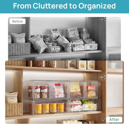 Vtopmart Clear Stackable Storage Drawers, 3 Pack Wide Organizer Set | Wide and Medium Pull-Out PET Drawers with Stackable Design for Flexible Storage, Cabinets, Closets, Pantry - style: 1 Wide+2 Medium