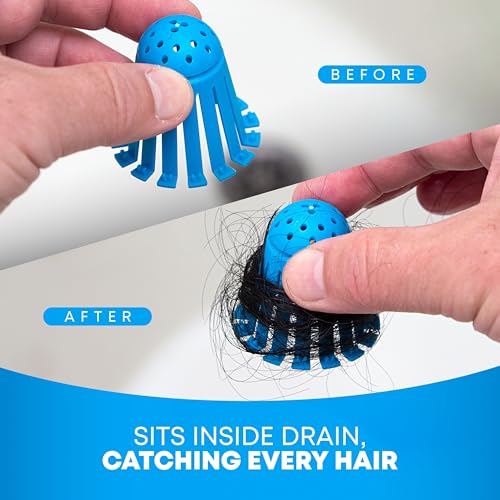 TubShroom Toss 21pk Disposable Bath Tub Drain Strainers - Hair Catcher Snare for Shower Bathtub to Prevent Clogged Drains, Traps Human and Pet Hair, One Year Supply (Blue) - color: Blue