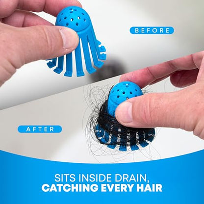 TubShroom Toss 21pk Disposable Bath Tub Drain Strainers - Hair Catcher Snare for Shower Bathtub to Prevent Clogged Drains, Traps Human and Pet Hair, One Year Supply (Blue) - color: Blue