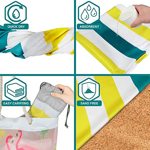 SUN CUBE Microfiber Beach Towel Quick Dry with Carry Bag, Yellow 60x30 Inch | Quick Dry and Free Microfiber Towel, Lightweight Packable Swim Towel for Beach, Pool, Camping, Cruise, Travel - color: Yellow, size: 60.00" x 30.00"