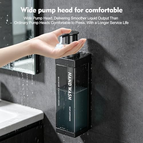 Wall Mounted Lockable Shampoo and Conditioner Dispenser | 17oz Large Pump Head No Drill Refillable ABS Plastic Bottle For Bathroom Shower Commercial Use Black 1 Pack - color: Black, size: 1