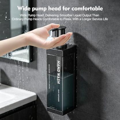 Wall Mounted Lockable Shampoo and Conditioner Dispenser | 17oz Large Pump Head No Drill Refillable ABS Plastic Bottle For Bathroom Shower Commercial Use Black 1 Pack - color: Black, size: 1