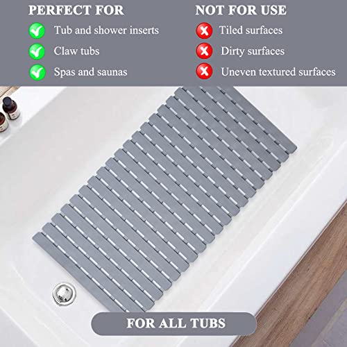 Bathtub Mat Non Slip - Sheepping Shower Mat Machine Washable Anti Slip Bath Mat for Tub, Quick Drain Tub Mat with Suction Cups for Bathroom - color: Grey