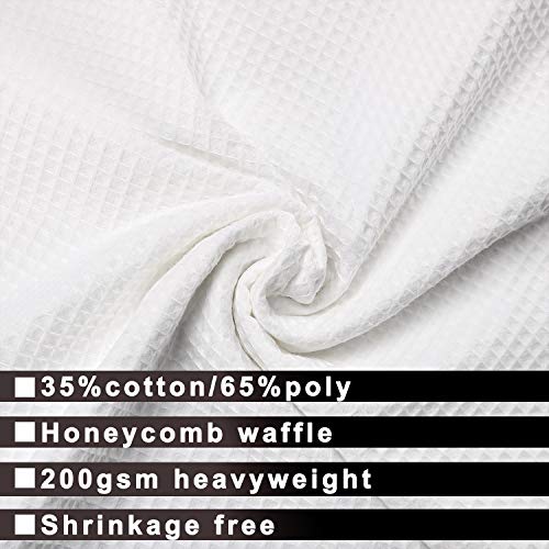 Barossa Design Hotel Style Cotton Shower Curtain with Snap-in Liner White | Cotton Blend, Honeycomb Waffle Weave, Fabric Snap on/off Liner, Water Repellent, Mesh Window, Machine Washable, Standard Size - color: White, size: 71"W x 72"L (Pack of 1)