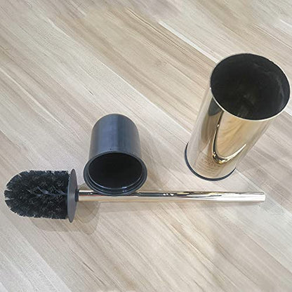 Freestanding Toilet Brush Holder for bathrooms 304 Stainless Steel Toilet Brush Stand Round Storage and Organization Rust Resistant 18-inch high Polished Gold Finished - color: 18-inch Round High Polished Gold