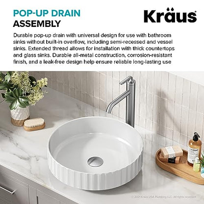 KRAUS Pop-Up Drain in Chrome, PU-10CH - color: Chrome, size: 8 5/8 Inch