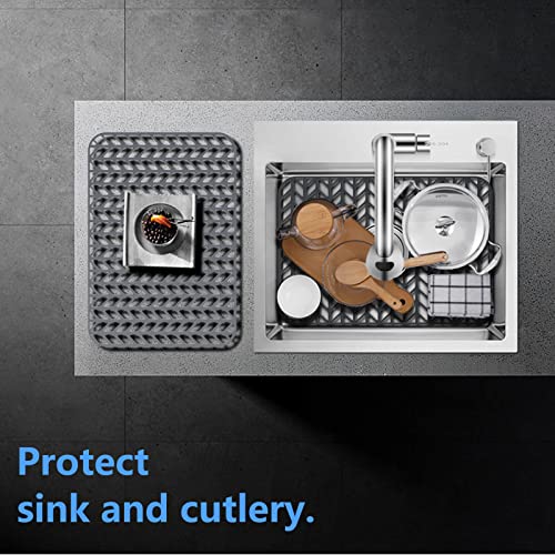 Sink Protectors for Kitchen Sink 12" 13" 16" 18" 19" 24" 26" 28" 29" 30" Silicone Sink mat| Silicone Kitchen Sink Mat Grid for Bottom of Farmhouse Stainless Steel(18.2"x 12.5"Gray) | Various sizes and styles,Protector for sinks and dish,Withstand to 500F,